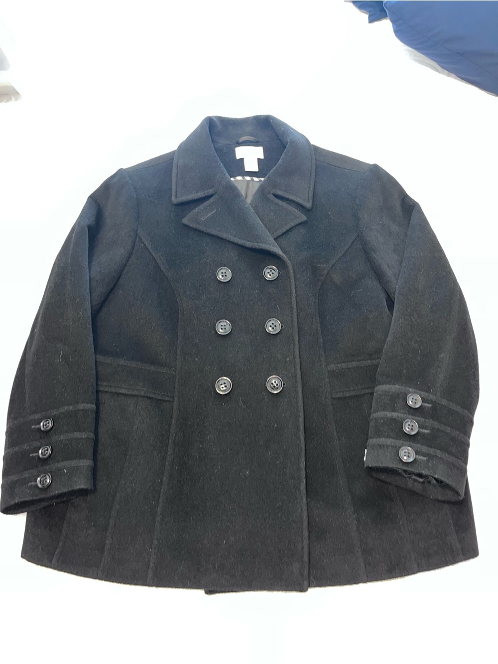 St. John's Bay Black Double-Breasted Wool Peacoat
